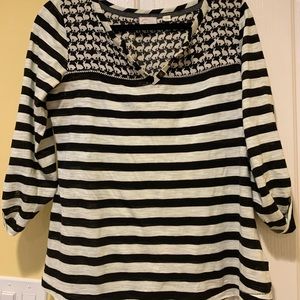 Anthropologie Black and White Henley Top